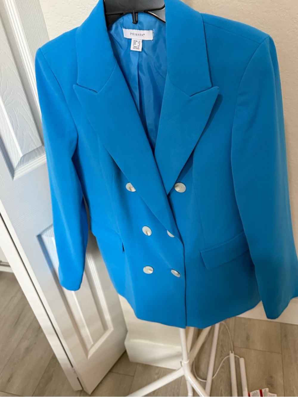 Primark Women's Double-Breasted Turquoise Blue Blazer